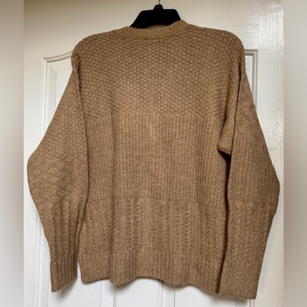 CAbi Chunky Cable Knit Grandpa Cardigan Sweater Beige Small Tan Women’s - Picture 9 of 10